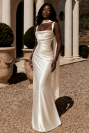 Valeria Satin Square Neck Mermaid Gown