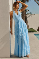 Liora Halter Ruffled Chiffon Bridesmaid Dress