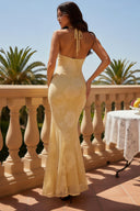 Lucinda Floral Applique Halter Maxi Dress