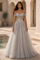 Isolde Off-Shoulder Corset Tulle Ballgown