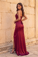 Elowen Satin Corset Slit Prom Dress
