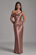 Valeria Off-The-Shoulder Draped Satin Bridesmaid Dress