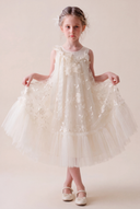 Seraphina Ivory Floral Tulle Flower Girl Dress
