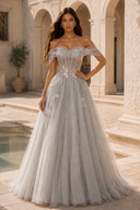 Isolde Off-Shoulder Corset Tulle Ballgown