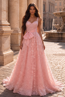 Elowen Lace Ballgown with Waist Bow Sash