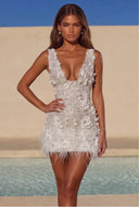 Lucinda Sequin Feather Mini Dress