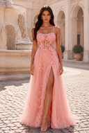 Rosalind Spaghetti Strap 3D Floral Tulle Prom Gown