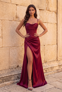 Elowen Satin Corset Slit Prom Dress