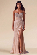 Isabella Strapless Beaded Corset Prom Gown