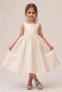 Lucinda Ivory Satin Flower Girl Dress