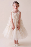 Seraphina Ivory Floral Tulle Flower Girl Dress