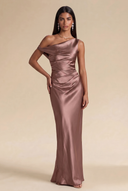 Valeria Off-The-Shoulder Draped Satin Bridesmaid Dress