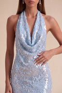 Celestia Halter Sequin Prom Gown
