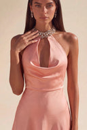 Valeria Satin Halter Mini Dress