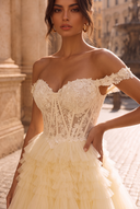 Celestina Off-Shoulder Tiered Tulle Ballgown