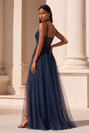Elowen Lace Tulle Slit Prom Gown