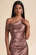 Valeria Off-The-Shoulder Draped Satin Bridesmaid Dress