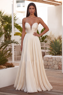 Cassiopeia Strapless Pleated Evening Dress