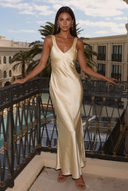 Valeria Satin V-Neck Maxi Bridesmaid Dress