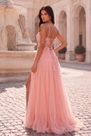 Rosalind Spaghetti Strap 3D Floral Tulle Prom Gown