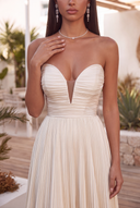 Cassiopeia Strapless Pleated Evening Dress