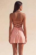 Valeria Satin Halter Mini Dress