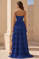 Cassiopeia Strapless Tiered Ruffle Prom Gown