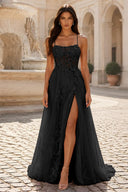 Rosalind Spaghetti Strap 3D Floral Tulle Prom Gown