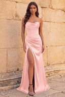 Elowen Satin Corset Slit Prom Dress