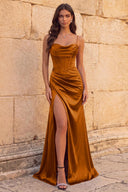 Elowen Satin Corset Slit Prom Dress