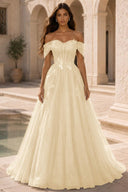 Isolde Off-Shoulder Corset Tulle Ballgown
