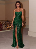 Isabella Strapless Sequin Prom Gown