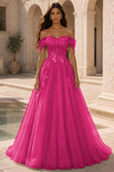Isolde Off-Shoulder Corset Tulle Ballgown