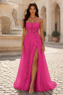 Rosalind Spaghetti Strap 3D Floral Tulle Prom Gown