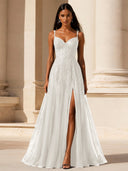 Elowen Lace Tulle Slit Prom Gown