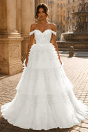 Celestina Off-Shoulder Tiered Tulle Ballgown