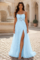 Rosalind Spaghetti Strap 3D Floral Tulle Prom Gown