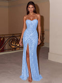 Isabella Strapless Sequin Prom Gown