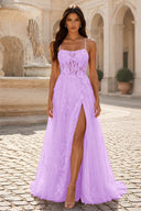 Rosalind Spaghetti Strap 3D Floral Tulle Prom Gown