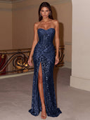 Isabella Strapless Sequin Prom Gown