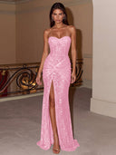 Isabella Strapless Sequin Prom Gown