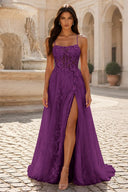 Rosalind Spaghetti Strap 3D Floral Tulle Prom Gown
