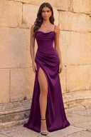 Elowen Satin Corset Slit Prom Dress