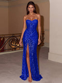 Isabella Strapless Sequin Prom Gown