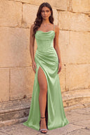 Elowen Satin Corset Slit Prom Dress