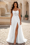 Rosalind Spaghetti Strap 3D Floral Tulle Prom Gown