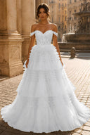 Celestina Off-Shoulder Tiered Tulle Ballgown