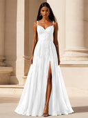 Elowen Lace Tulle Slit Prom Gown