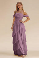 Loveland Off-Shoulder Ruffled Bridesmaid Dress