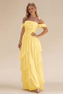 Loveland Off-Shoulder Ruffled Bridesmaid Dress